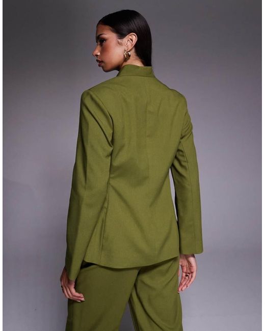 River Island Green Collarless Structured Blazer