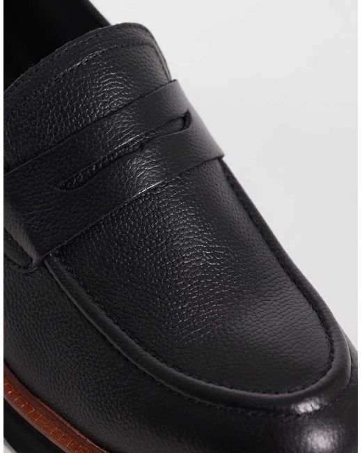 ASOS Black Penny Loafer With Cleated Sole for men