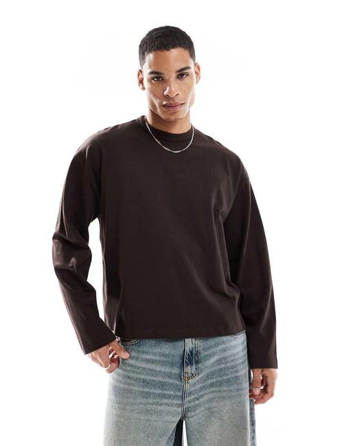 ASOS Black Heavyweight Oversized Boxy Long Sleeve T-shirt for men