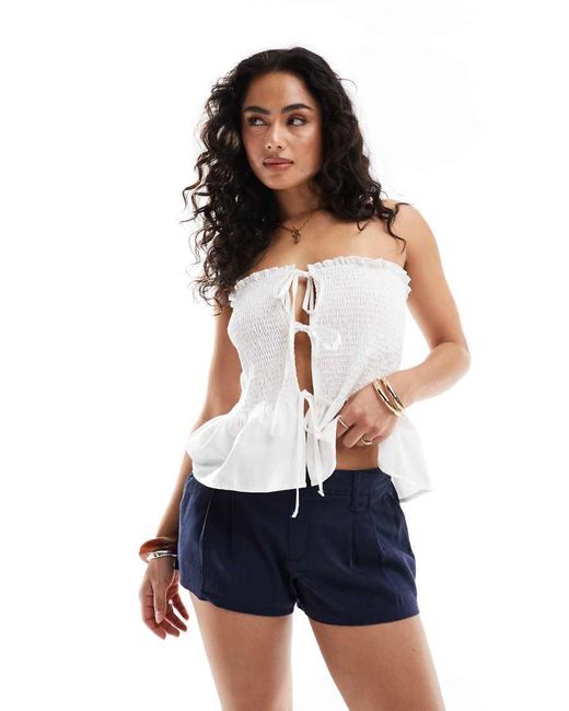 Hollister Nauwsluitende Shorts Van Linnen in het Blue