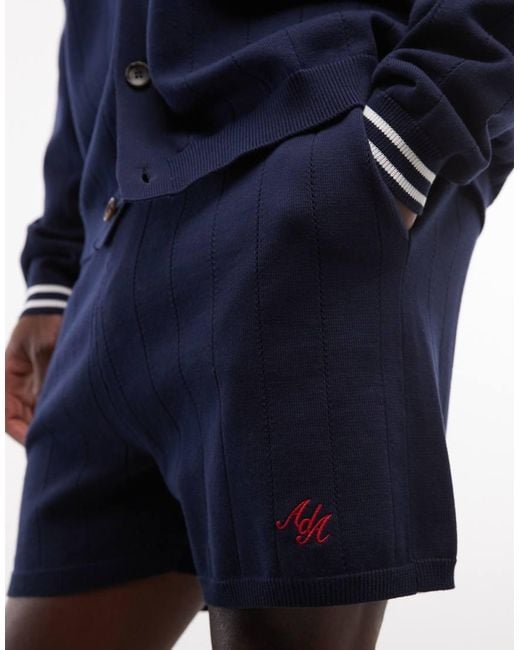 Alma de Ace Blue Pluto Knit Shorts Co-Ord for men