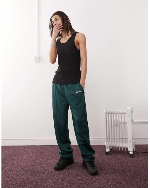 KTZ Green Side Stripe Wide Leg Track Pant for men