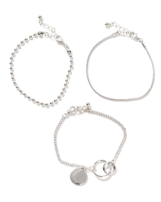 ASOS Blue 3 Pack Mixed Chains Bracelet With Double Circle And Pendant for men