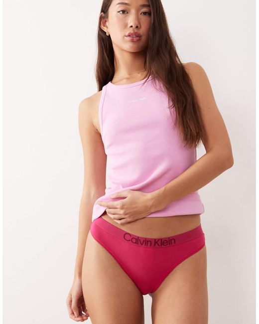 Calvin Klein Red Ck Cotton Thong