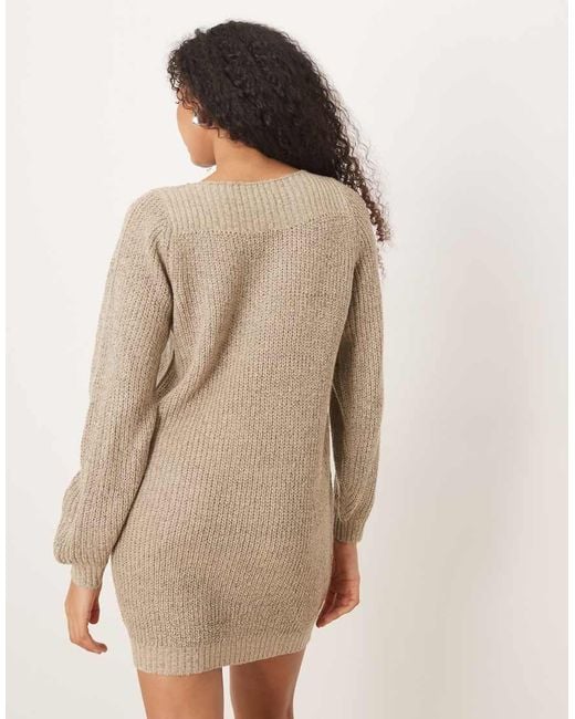 Jdy White Wide Neck Knitted Mini Jumper Dress