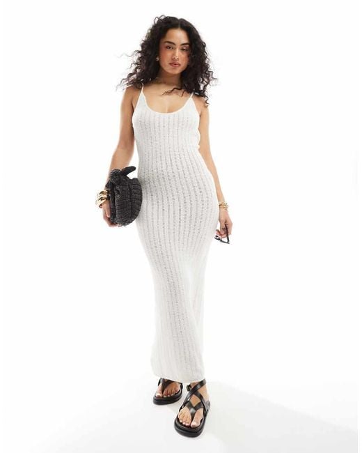 Mango Crochet Beach Maxi Dress in White | Lyst UK