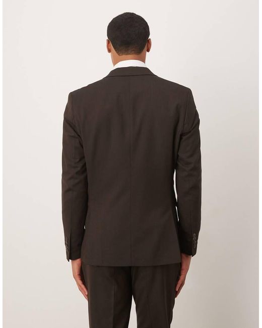 SELECTED Gray Wool Blend Slim Fit Blazer for men