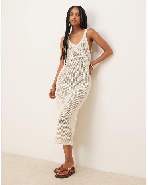 ASOS Natural Knitted Crochet Maxi Dress