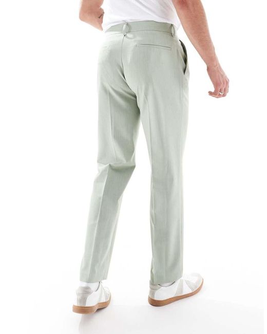 Pantalones De Traje Verde De Pernera Recta De Tejido Texturizado De ASOS de hombre de color Green