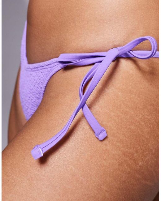 Ivory Rose Blue Tie Side Bikini Bottom With V Front