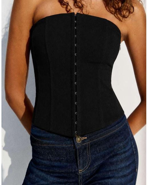 Bershka Black Corset Bandeau Top