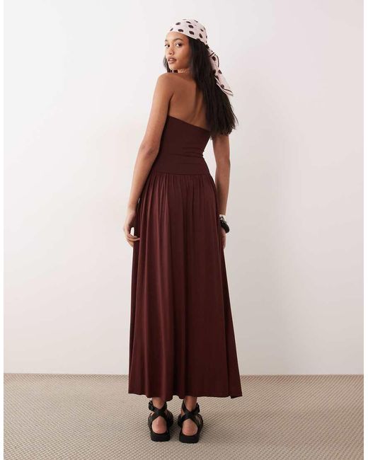 ASOS Red Drop Waist Halter Neck Sundress
