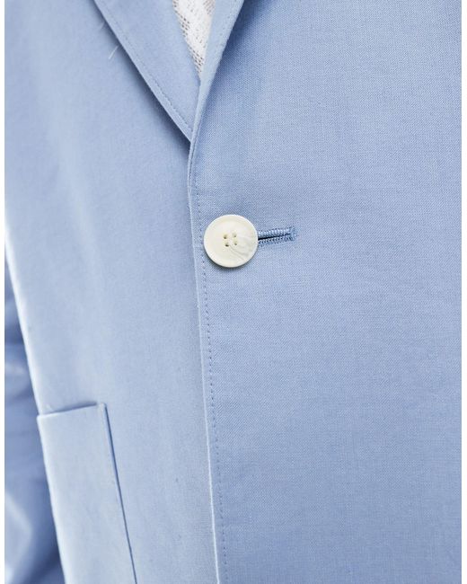 ASOS – oversize-blazer aus blassem leinenmix mit lockerem schnitt in Blue für Herren