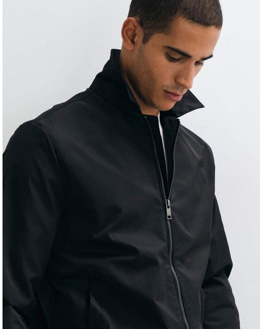 Giacca Nera Impermeabile Con Zip di Threadbare in Black da Uomo