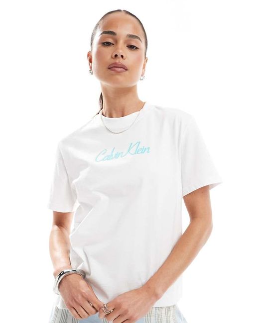 Calvin Klein White Script Logo T-shirt