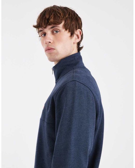 Tommy Hilfiger Blue Chest Flag Logo 1/4 Zip Up Jumper for men