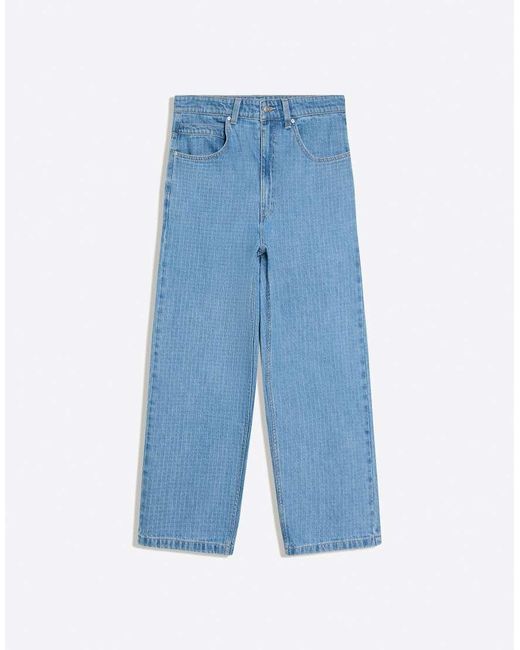 Bershka Blue Textured Jeans for men