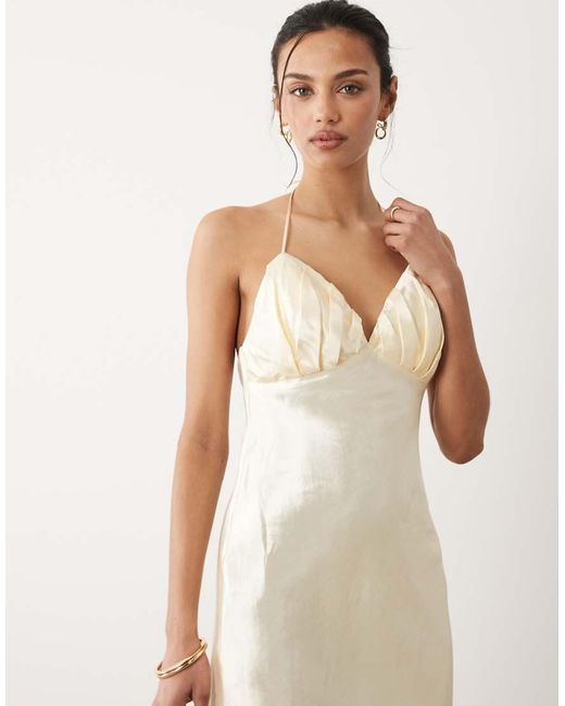 Mango Natural Satin Midi Slip Dress