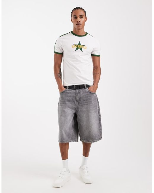 ASOS Gray Muscle Ringer T-shirt With Sao Paulo Graphic for men