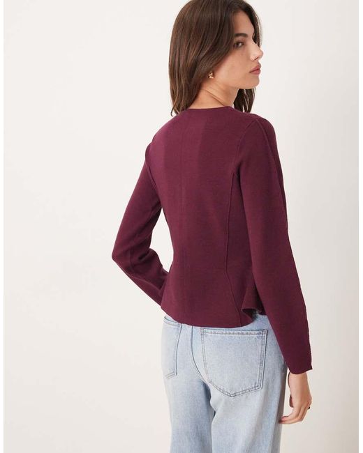 Nobody's Child Red Crew Neck Peplum Waist Cardigan