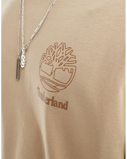 T-shirt oversize beige con logo mimetico sul retro di Timberland in Natural da Uomo