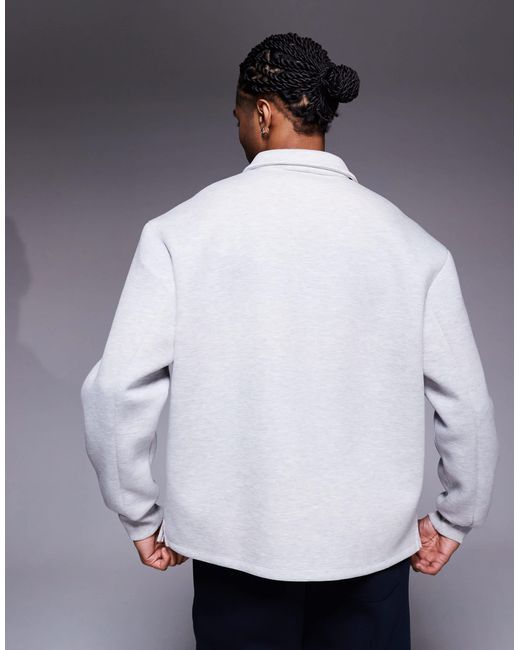 ASOS Gray Oversized Quarter Zip Sweatshirt With Collar And Fixed Hem for men