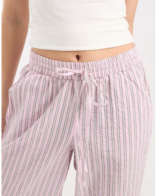 JJXX Pink Barrel Seersucker Stripe Trousers