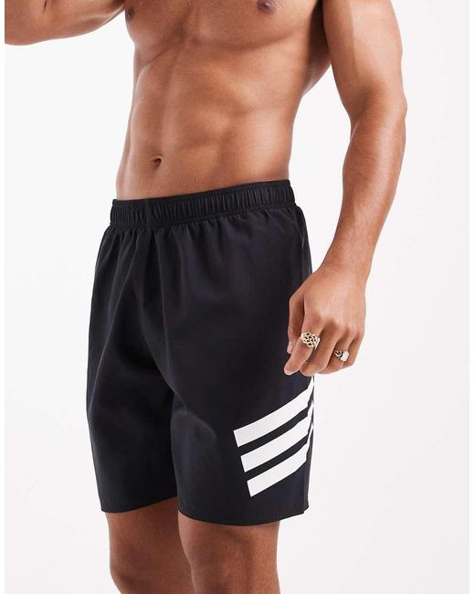 Adidas Originals Blue Adidas Training 8"" 3 Stripe Swim Shorts for men