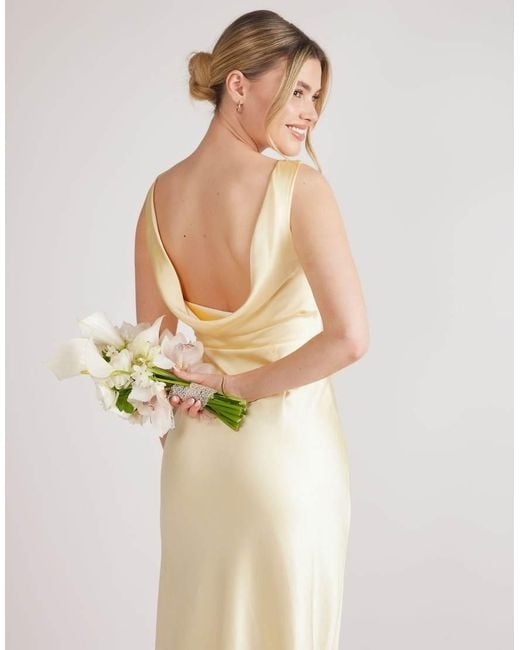 Six Stories Natural Cowl Back Satin Bridesmaid Dress