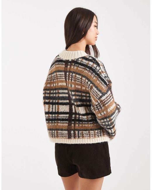 ASOS Gray Brushed Check High V Jumper
