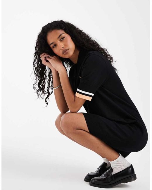 Fred Perry Black Bold Tipped Knitted Mini Shirt Dress