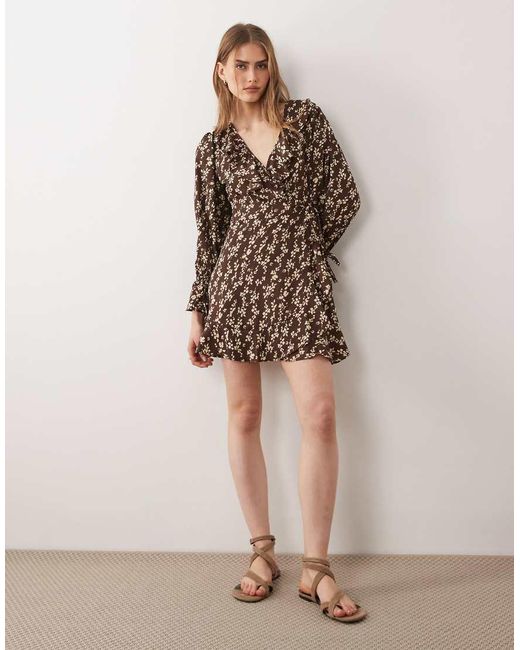 Wednesday's Girl Natural Wednesdays Girly Floaty Wrap Mini Dress