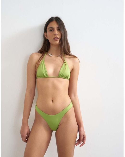 TOPSHOP Green Sadie Cheeky High Leg Bikini Bottom
