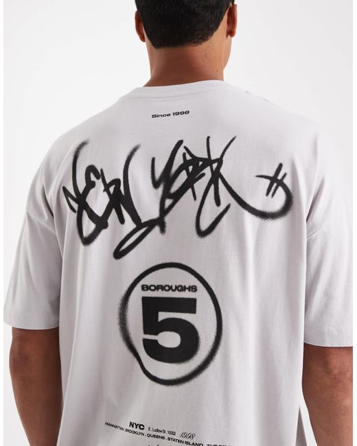 ASOS White Relaxed T-shirt With Dropped Shoulder And Street Graphic Puff Print for men