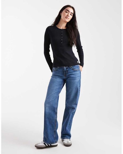 Levi's Henley Top Met Wafelstructuur En Lange Mouwen in het Blue