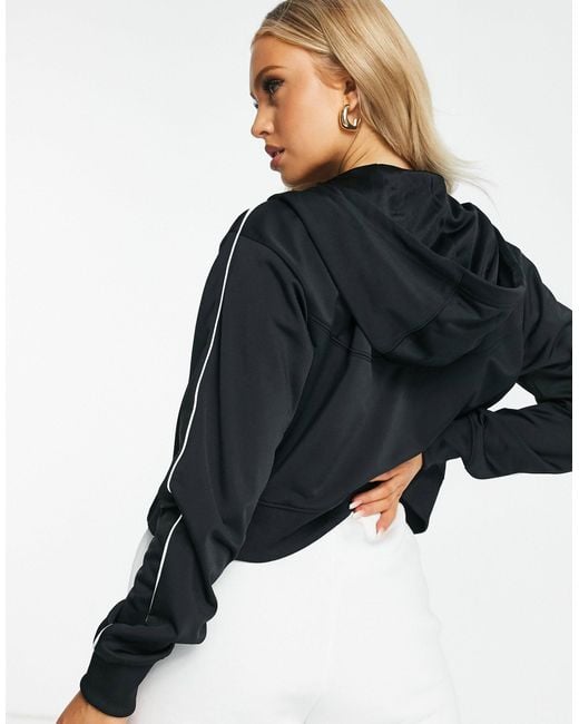 Nike Cropped Zip Up Hoodie in Black | Lyst