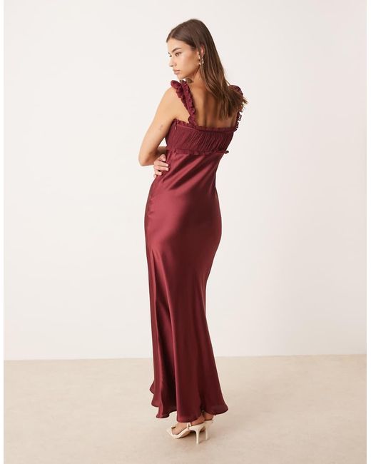ASOS Red Ruched Bust Chiffon Midi Dress