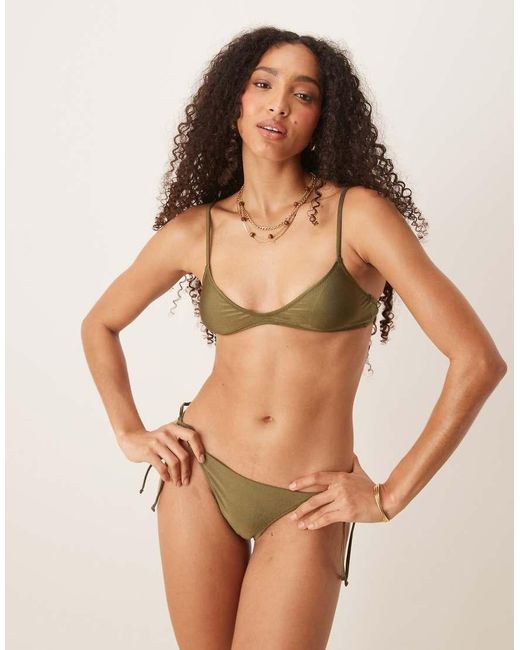 Mango Bikinibroekje Met Gestrikte Zijkanten in het Brown