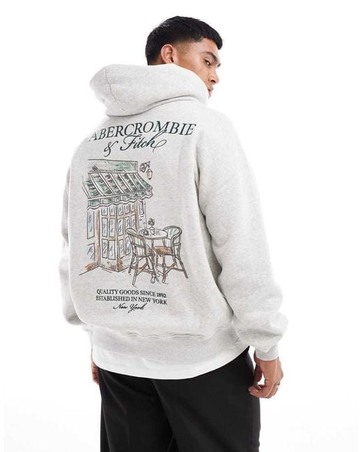 Abercrombie Fitch Back Cafe Logo Print Hoodie in Grey for Men Lyst UK