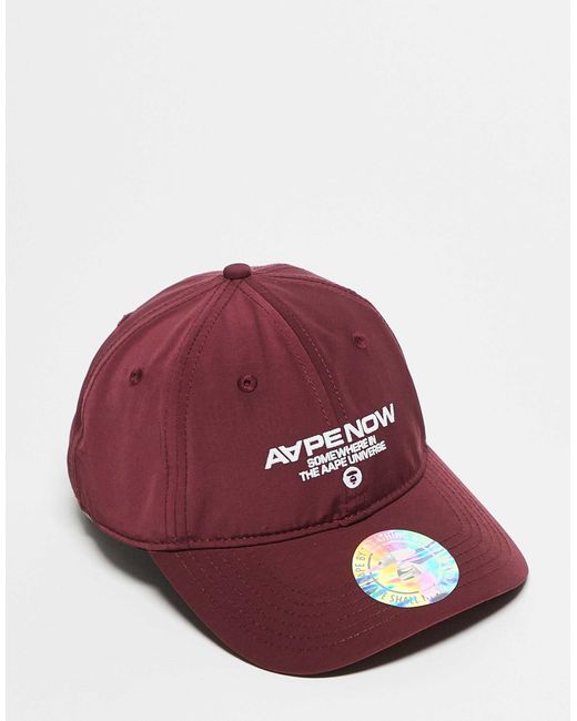 Aape By A Bathing Ape Red Aape By A Bathing Ape Logo Cap for men
