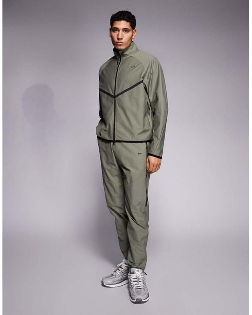 Nike Gray Tech Shori Full Zip Funnel Neck Track Jacket for men