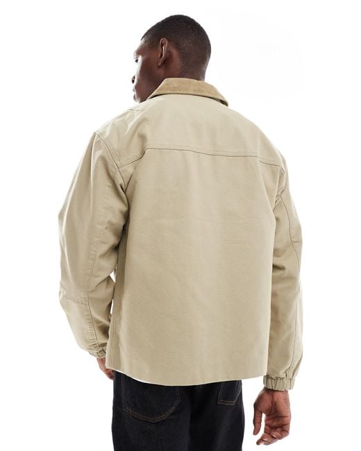 Only & Sons Natural Oversized Heavyweight Barn Jacket With Cord Collar for men