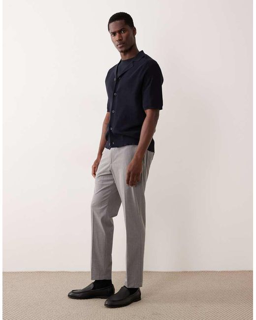 Mango Blue Tailored Pleat Front Tapered Trouser for men