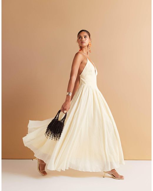 Bardot Arletha Halter Maxi Dress in Natural | Lyst Australia