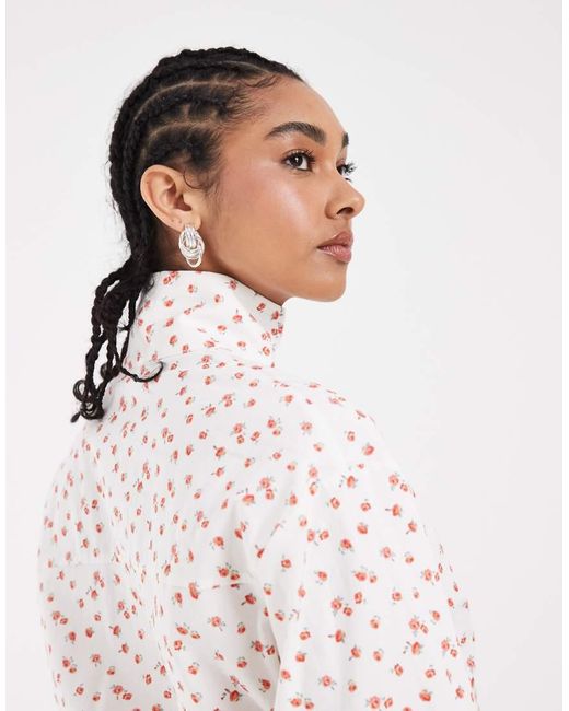 ASOS White High Neck Funnel Neck Bubble Jacket