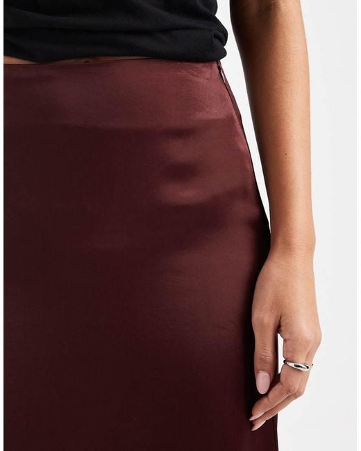 Miss Selfridge Brown Satin And Lace Bias Maxi Skirt