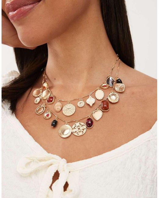 Collana A 2 Fili Con Charm di Reclaimed (vintage) in Natural