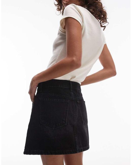 TOPSHOP Red Denim Mini Pelmet Skirt