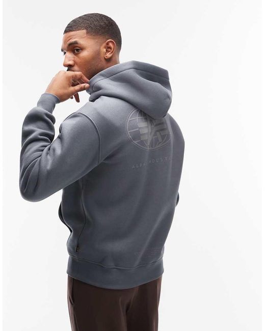 Alpha Industries Blue Hoodie With Logo for men