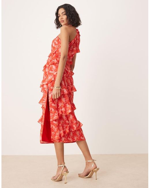 Pretty Lavish Red Halter Ruffle Midaxi Dress